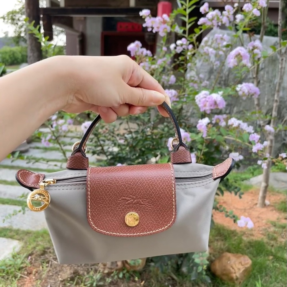 Le Pliage Original Classic Mini Pouch gray color  taupe Bag